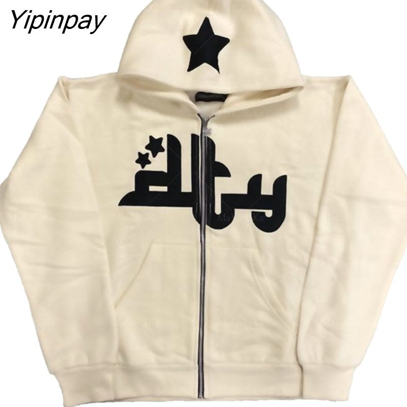 Yipinpay Hoodie Fashion Star graphics Print Men's hoodies Sweatshirt gothic Sport Coat Long Sleeve Oversized hoodie jacket Tricolor 319