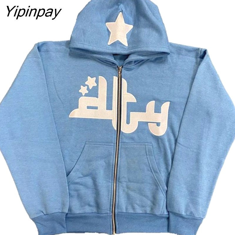 Yipinpay Hoodie Fashion Star graphics Print Men's hoodies Sweatshirt gothic Sport Coat Long Sleeve Oversized hoodie jacket Tricolor 319