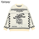 Yipinpay Women's Sweater Oversized Y2k Aesthetics Tops Knit Pullover Jumper Graphic Winter Streetwear Korean Fashion Long Sleeve Clothes