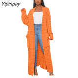 Yipinpay Women's Oversize Cashmere Cardigans Female Solid Dropped Shoulder Sleeves Knitted Sweaters Winter Loose High Street Cardigans