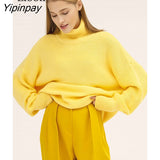Yipinpay Women Baggy Turtleneck Sweater Pullover Long Sleeve Loose Tops Female Jumper Autumn 2023 Winter Streetwear Thick Knit Sweaters