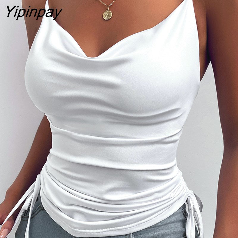 Yipinpay Women Thin Wild Solid Camis Vest Women Tank Tops Female 2023 Summer New Sexy Strap Basic Tops Slim Sleeveless Camisole