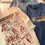 Yipinpay Women Oversize Tshirt Cartoon Cotton Harajuku Anime Female Kawaii Y2k Tops Tee Short Sleeve Fashion Summer Funny Hip Hop Clothes