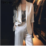 Yipinpay Korean Style Nine Quarter Sleeve Women Blazer Office Lady Slim Ladies Suit Blazers 2023 Autumn Work Female Clothing Coat