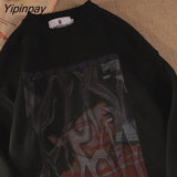 Yipinpay Women's Knitted goth Y2K sweater pullovers ladies winter loose sweater female grunge clothing women Jumper ins