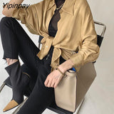 Yipinpay 2023 Summer Elegant Long Sleeve Women Shirt Vintage Button Up Stripe Loose Ladies Shirts Fashion Office Female Clothing