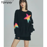 Yipinpay 2023 Winter Korean style Loose Long Sleeve Sweater Women Casual Star Embroidery Knit Pullover Autumn Female Clothing Tops