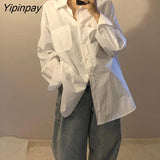 Yipinpay Minimalist Oversize Long Sleeve Button Up Women White Shirt Loose Basic Shirts 2023 Spring New In Female Clothing Tops