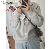 Yipinpay 2023 Winter Korean Style Long Sleeve Sweater Women Casual Button Up Knit Ladies Cardigan Coat Female Clothing Tops