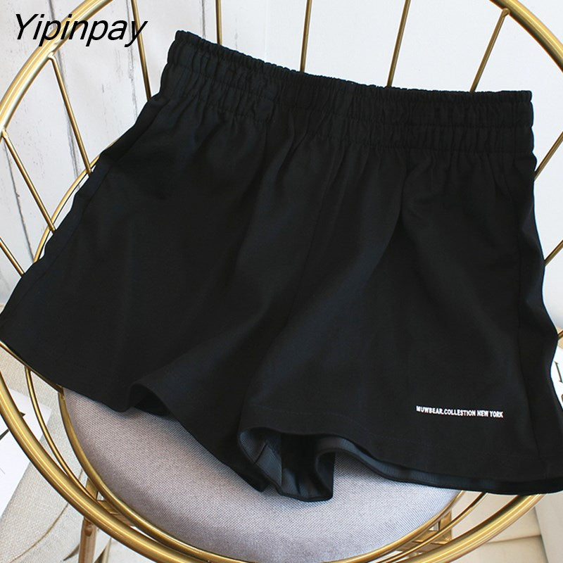 Yipinpay Women's Shorts High Waist Casual Cycling Letter Summer Harajuku Fashion Sports Sweatpants Beach Y2k Loose Oversize Clothing