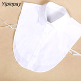 Yipinpay style female Women fake collar ladies Blouse Autumn elegant White Chiffon fake Collar Vintage Fake Half Shirt Detachable