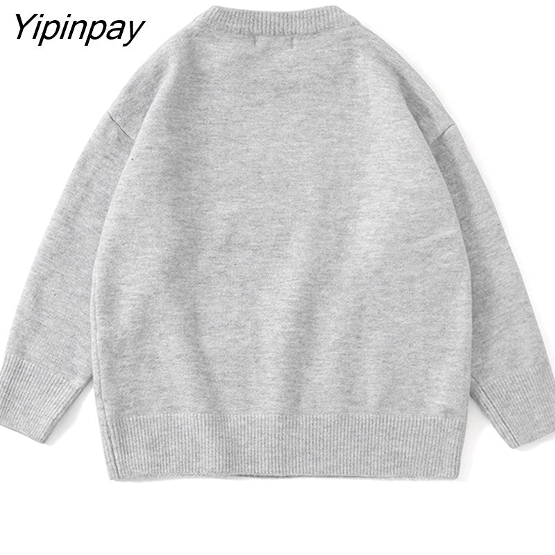 Yipinpay Women's Sweater Oversize Y2k Streetwear Winter Harajuku Goth Korean Fashion Pullovers Long Sleeve Tops Jumper Knit Clothes