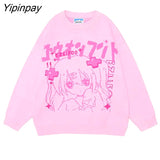 Yipinpay Women Sweater Frayed Oversize Pullover Long Sleeve Jumper Streetwear Korean Fashion Goth Knit Y2k Aesthetic Tops Winter Clothes 319-2