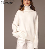 Yipinpay Turtleneck Sweater Women Long Sleeve Knit Loose Pullover Tops Female Jumper 2023 Autumn Winter Warm Knitted Sweaters