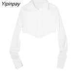 Yipinpay 2023 Spring Long Sleeve Women's White Shirt Streetwear Y2K Button Up Woman Crop Top Blouse Casual Summer Female Clothing