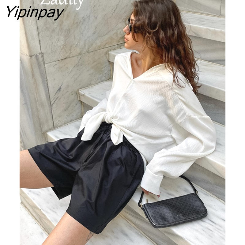 Yipinpay 2023 Spring Elegant Long Sleeve Women White Shirt Office Lady Fashion Button Up Woman Tunic Blouse Work Clothing Top