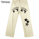 Yipinpay Women's Jeans Star Pants Oversize Trousers Korean Fashion Hip Hop Harajuku High Waist Y2k Streetwear Aesthetic Female Clothing