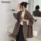Yipinpay 2023 Autumn Casual Long Sleeve Blazer Women Korean Style Oversize Ladies Suit Blazers Work Female Clothing Jacket Coat