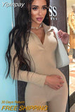 Yipinpay Fashion Turn-down Collar Jumpsuit Women 2023 Winter Long Sleeve Wide Legs Jumpsuits Femme Streetwear Lapel Body Overalls