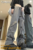 Yipinpay Baggy Cargo Pants Woman Vintage Streetwear Wide Leg Sweatpants Casual Drawstring Pocket Tech Joggers Trousers Woman Pantalon