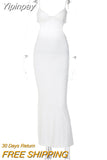 Yipinpay MO Hollow Out Backless Spaghetti Strap Maxi Dress For Women 2023 Summer Sleeveless Sexy Slim Dress Party Club Vestido