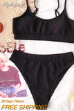 Yipinpay Waist Swimsuit Women Swimwear Push Up Bikini Patchwork Bikini Set 4 Color Beachwear Sexy Swimming Suit Large Size Swimwear