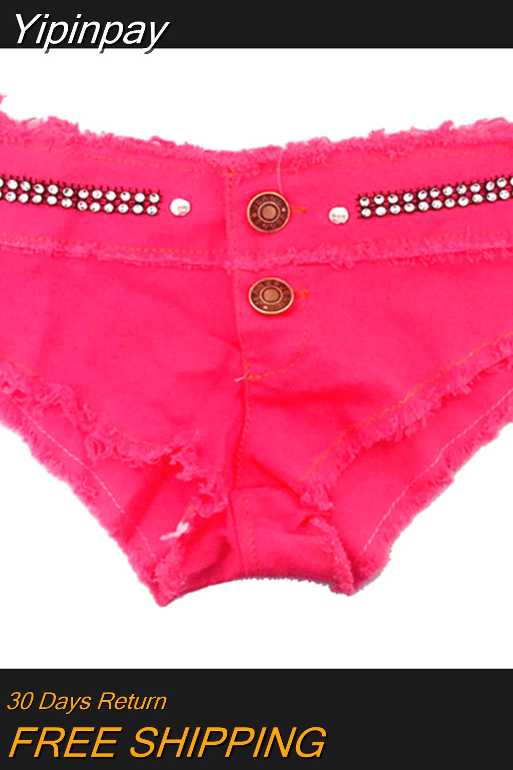 Yipinpay Women Summer Micro Mini Jeans Button Fashion Sexy Shorts Low Rise Trousers Clubwear