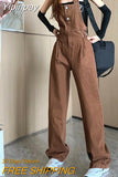 Yipinpay Dark Brown Denim Overalls For Women Clothes Casual 2023 Summer Jeans Jumpsuit Vintage Korean Female Playsuits Trousers Y2k