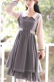 Yipinpay Sweet Autumn Women Pleated Dress JK Student Uniform Preppy Style Retro Embroidery Female Dresses 2023 HOT High Waist