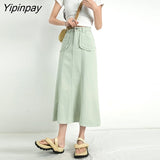 Yipinpay Summer Long Skirts For Women High Waist A Line Jean Skirts For Ladies