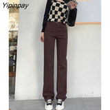 Yipinpay High Waist Mom Jeans Stretch Straight Vintage Casual Women Jeans Pants