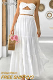 Yipinpay Womens Summer Skirt Boho Elastic Waist Pleated A-Line Flowy Layered Long Beach Skirt With Pockets Casual Street Style S-XL
