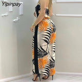 Yipinpay Women Clothes Tropical Print Bandeau Wide Leg Jumpsuit Casual Look for Women 2023