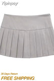 Yipinpay Pleated Skirt Shorts Women High Waist Skorts For Women Streetwear Short Skirts Woman Fashion 2023 School Grey Mini Skirt