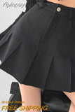 Yipinpay Grey Mini Pleated Skirt Women Korean Style Casual Cute High Waist Patchwork Slim A-line School Skirt for Girls Summer