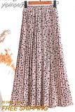 yipinpay Women Vintage New Fashion Skirt Elastic High Waist Pleated Leisure Retro Skirt Female Streetwear Luxury Faldas Clothes