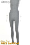 Yipinpay Black Sleeveless Summer Jumpsuit Rompers Womens 2023 Zipper Activewear Slim Jumpsuit Femme Fitness Sport Casual Overalls