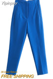 Yipinpay Women's Pants High Waist Pants For Women 2023 Spring Streetwear Pink Green Pants Multicolor Office Wear Woman Trousers 920