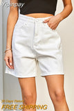 Yipinpay High Waist Denim Shorts Feminino 2023 Spring Oversized Casual Jeans Shorts Women White Wide Leg Short Pants