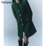 Yipinpay 2023 Winter Ladies Coat Blends Women Long Sleeve Single Breasted Jacket Slim Warm Basic Female Fashion Overcoat