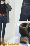 Yipinpay High Waist Thick Thermal Skinny Jeans Women High Elastic Slim Pencil Pants