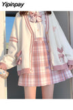 Yipinpay Autumn Winter Women Sweater Loose Japanese Style Sweet Knitted Cardigans Embroidery Oversize Harajuku Female Cardigans Cute
