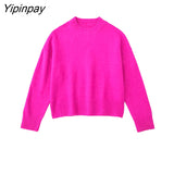 Yipinpay Fashion Women Loose Knitted Sweater 2023 Spring Autumn Vintage O-neck Long Sleeve Female Sweet Pullovers Chic Tops