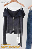 Yipinpay Design Sexy Street Sweater Women's Aesthetic Girl Zipper Sweater Knitted Street Design Women New Tops Crop Feminino