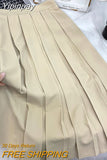 Yipinpay Elegant Pleated Skirts for Women 2023 Korean Fashion Casual Elastic Waist Suit Skirt Luxury Spring Summer A-line Falda